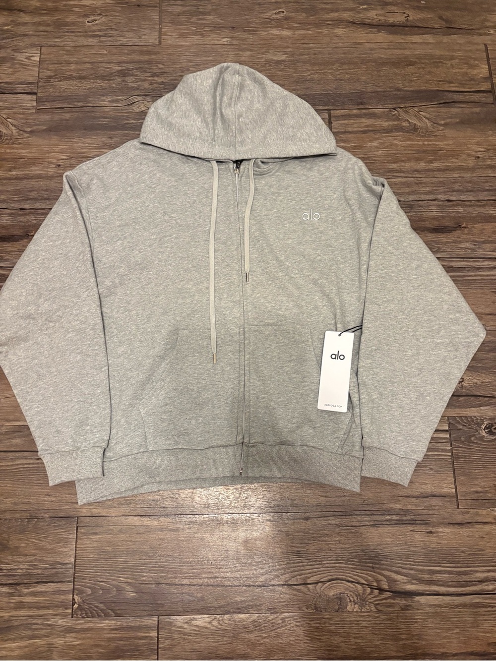 ALO Yoga Men's Light Gray Full-Zip Hoodie